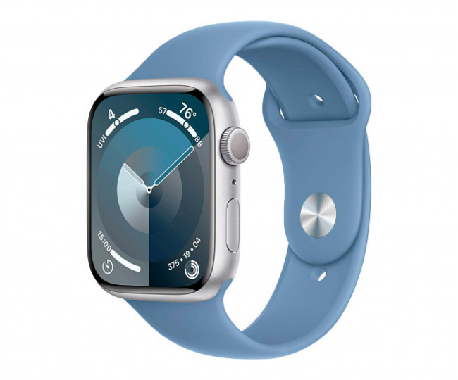 Apple Watch Series 9 GPS 45mm Silver Aluminium Case w. Storm Blue S. Band - M/L (MR9E3) б/у